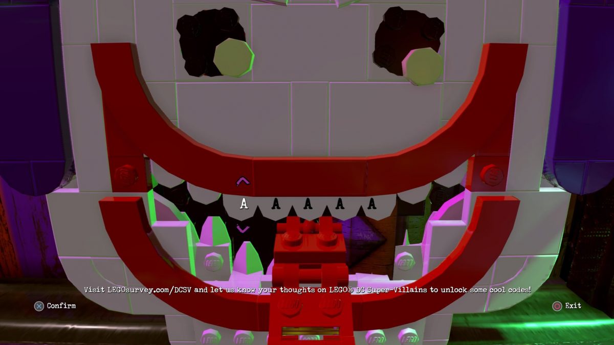 Lego DC Villains Joker Face Cheat Screen