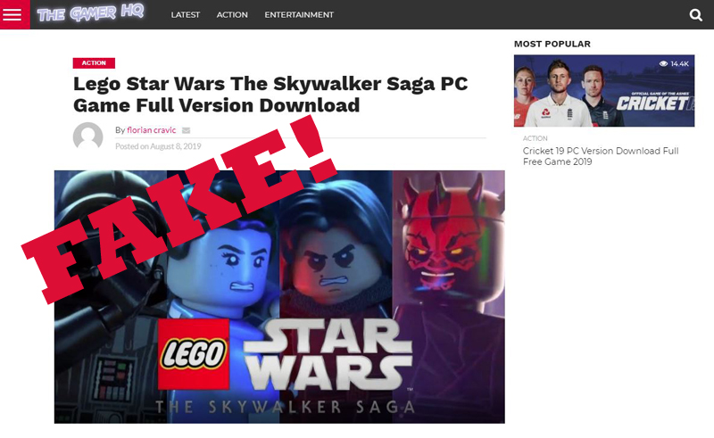 Avoid This LEGO Star Wars Skywalker Saga Fake Download