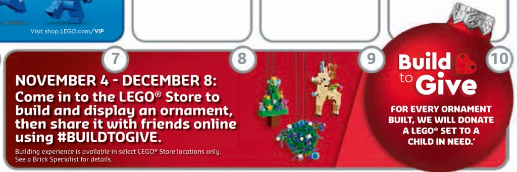 November 2019 LEGO Store Calendar