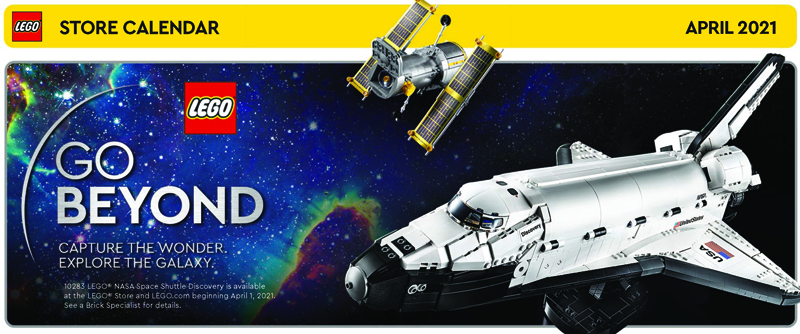April 2021 LEGO Store Calendar