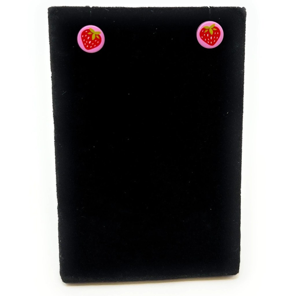 Strawberry Dot Earrings made from LEGO Bricks